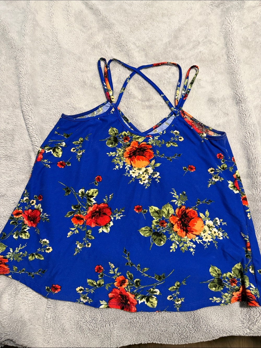 Papermoon Royal Blue Floral Crisscross Camisole